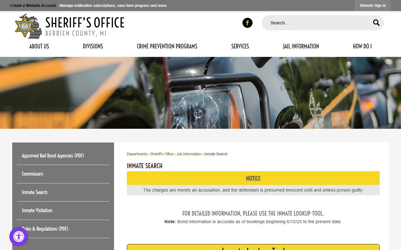 Berrien County Sheriff sex offender registry page