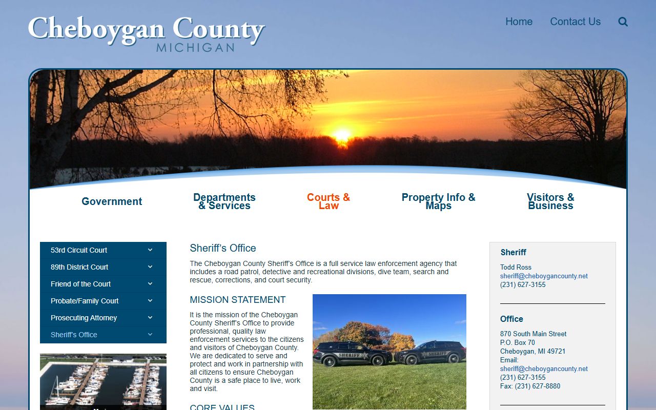 Cheboygan County Sheriff's Department website for sex offender registration