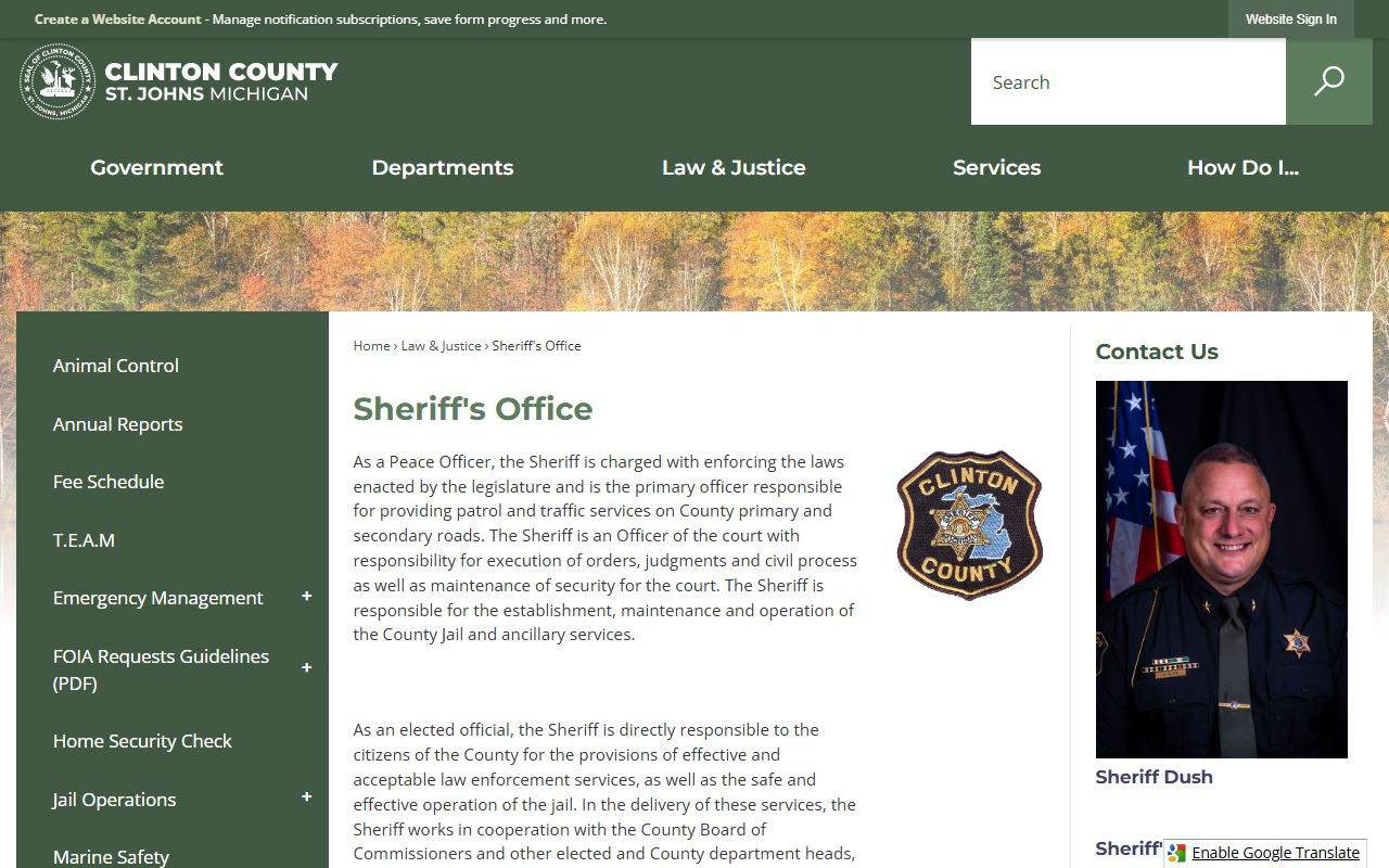 Clinton County Sheriff's Office website for sex offender registry access