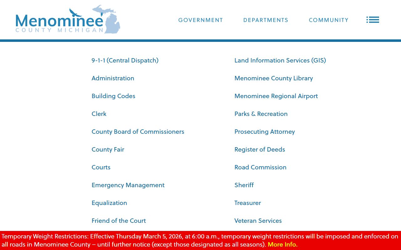 Menominee County Sheriff's Office page for Menominee County sex offender registry